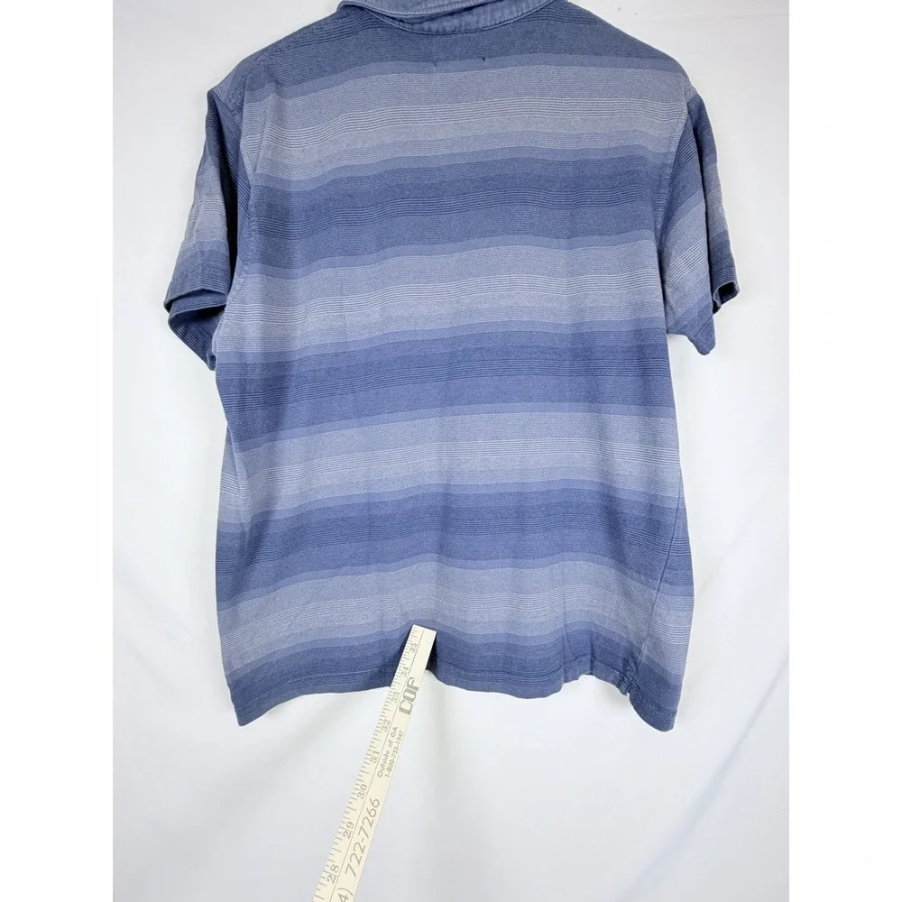 Banana Republic Men's Large Blue Striped Polo Shirt 100% Cotton Short Sleeve